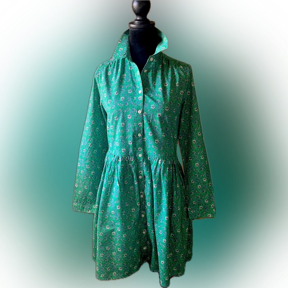 J.Crew Green Button Down Mini Shirt Dress